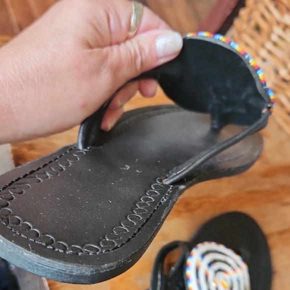 Black Beaded Sandals - Picture 10 of 11